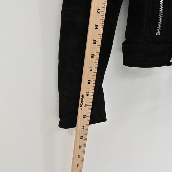 BlankNYC Free People Suede Moto Jacket Womens Sz XS Black Cropped Biker Leather - Picture 6 of 13